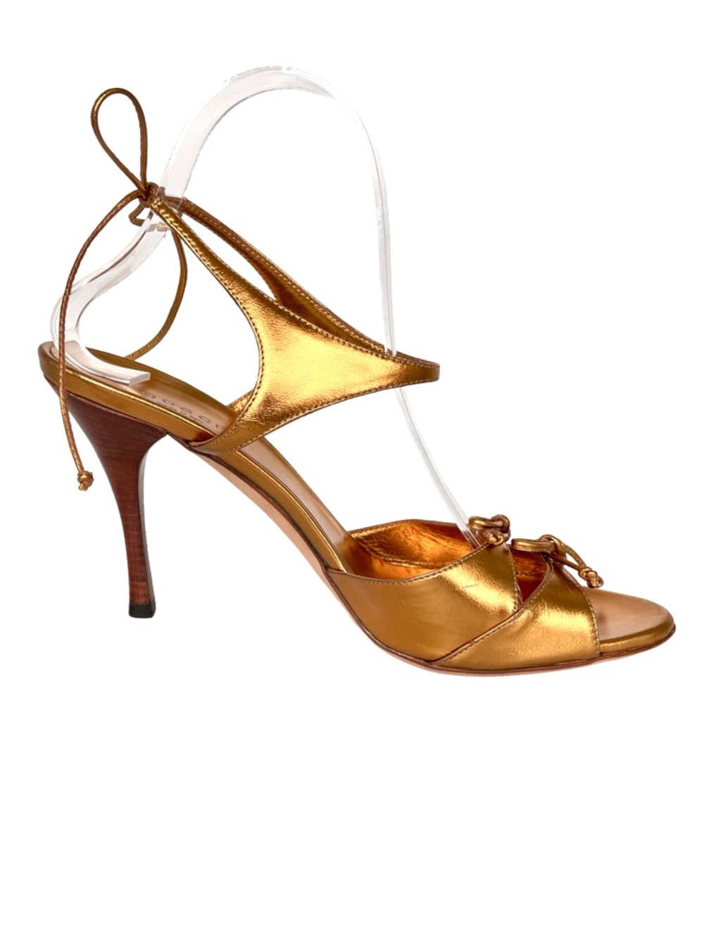 Gucci Tom Ford Era Gold Metallic Strappy Heels Y2K Size 8.5 - Picture 6 of 15